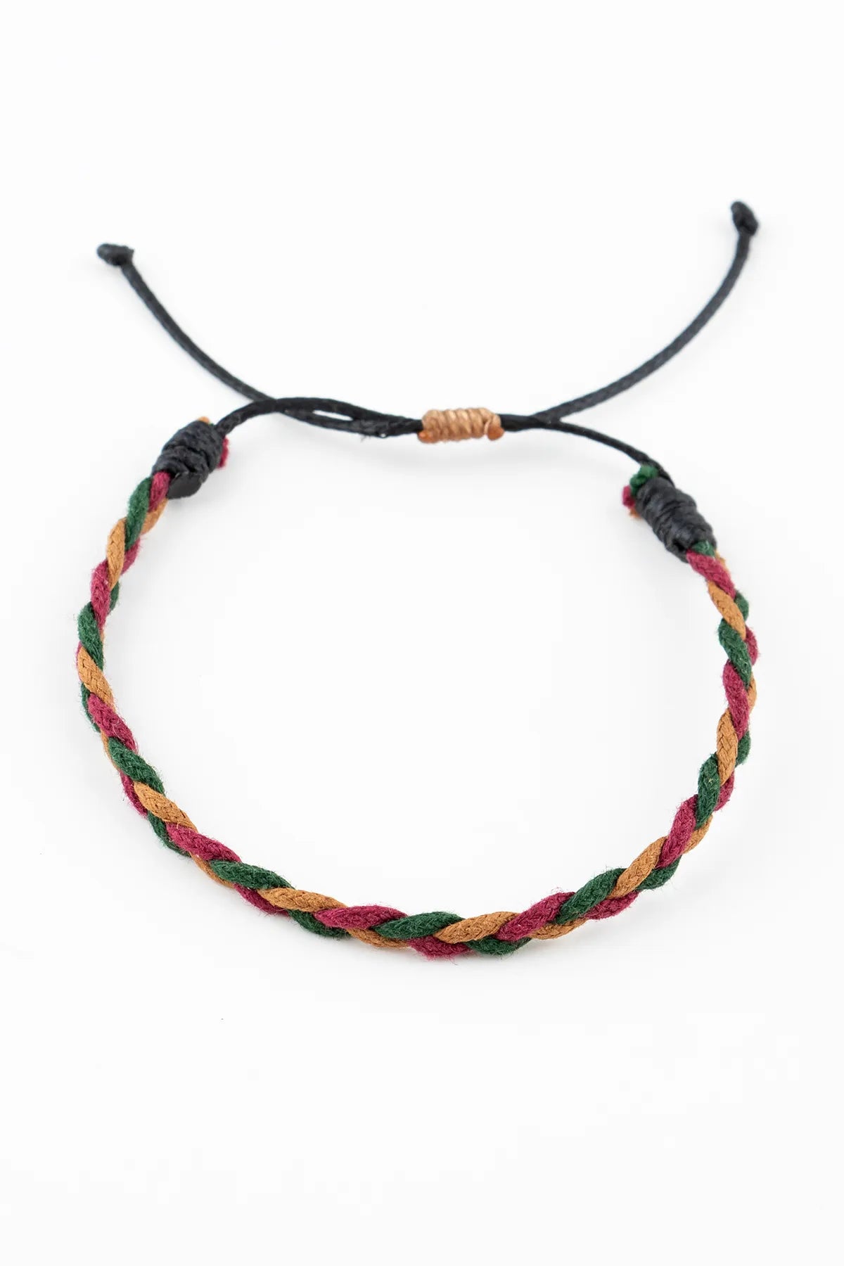 Unisex Adjustable Macrame Cord Bracelet - Burgundy