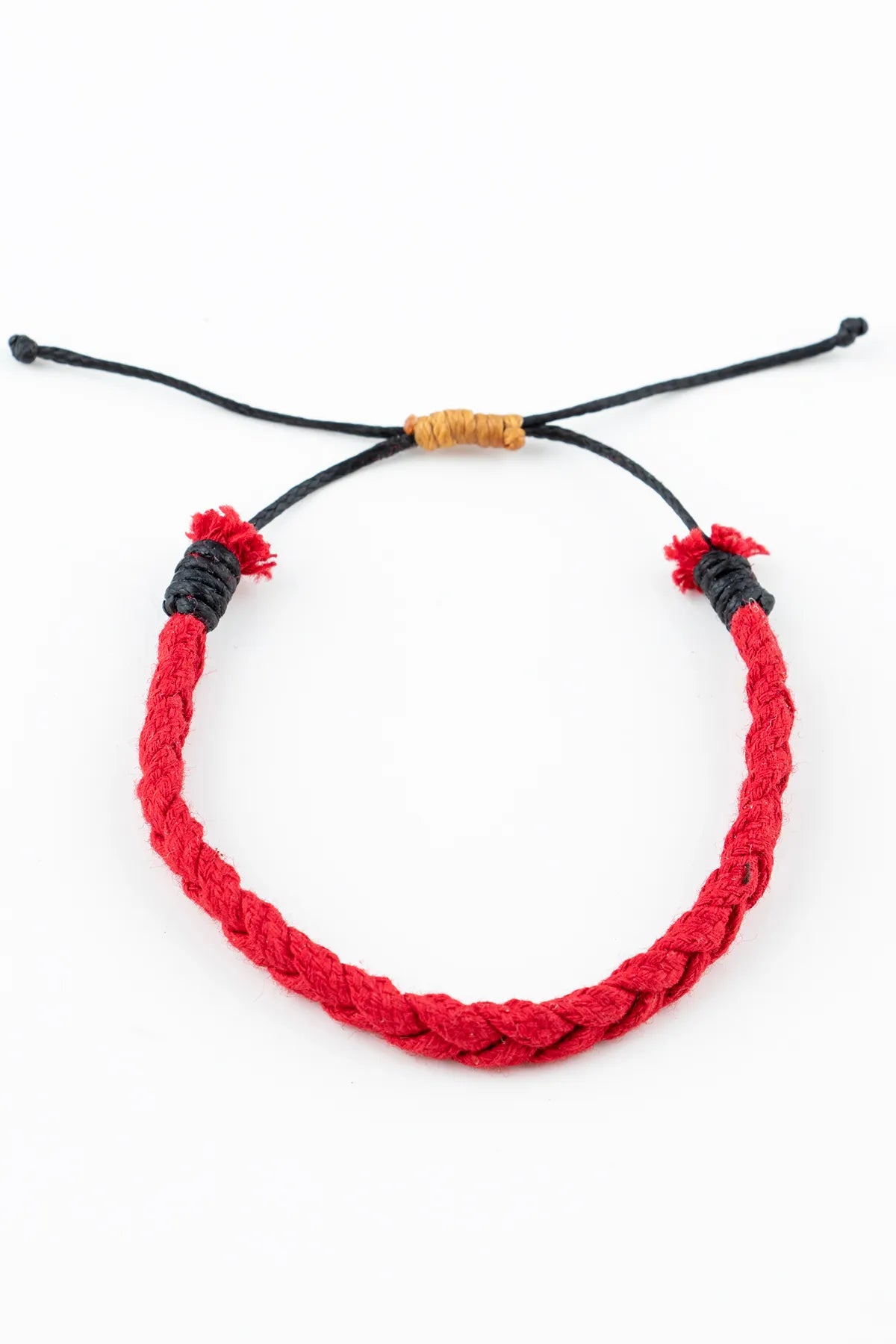 Unisex Adjustable Macrame Cord Bracelet - Red