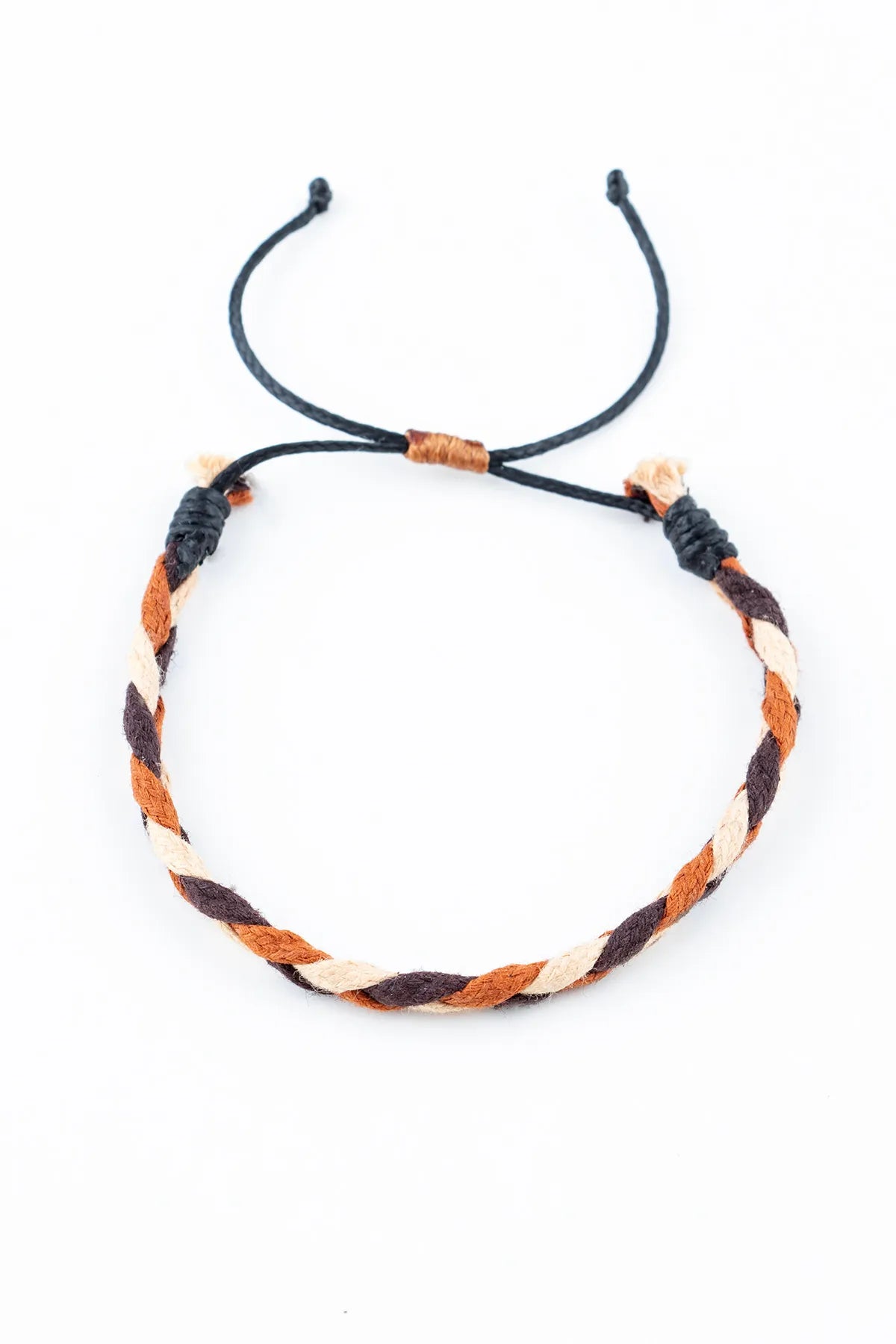 Unisex Adjustable Macrame Cord Bracelet - Brown