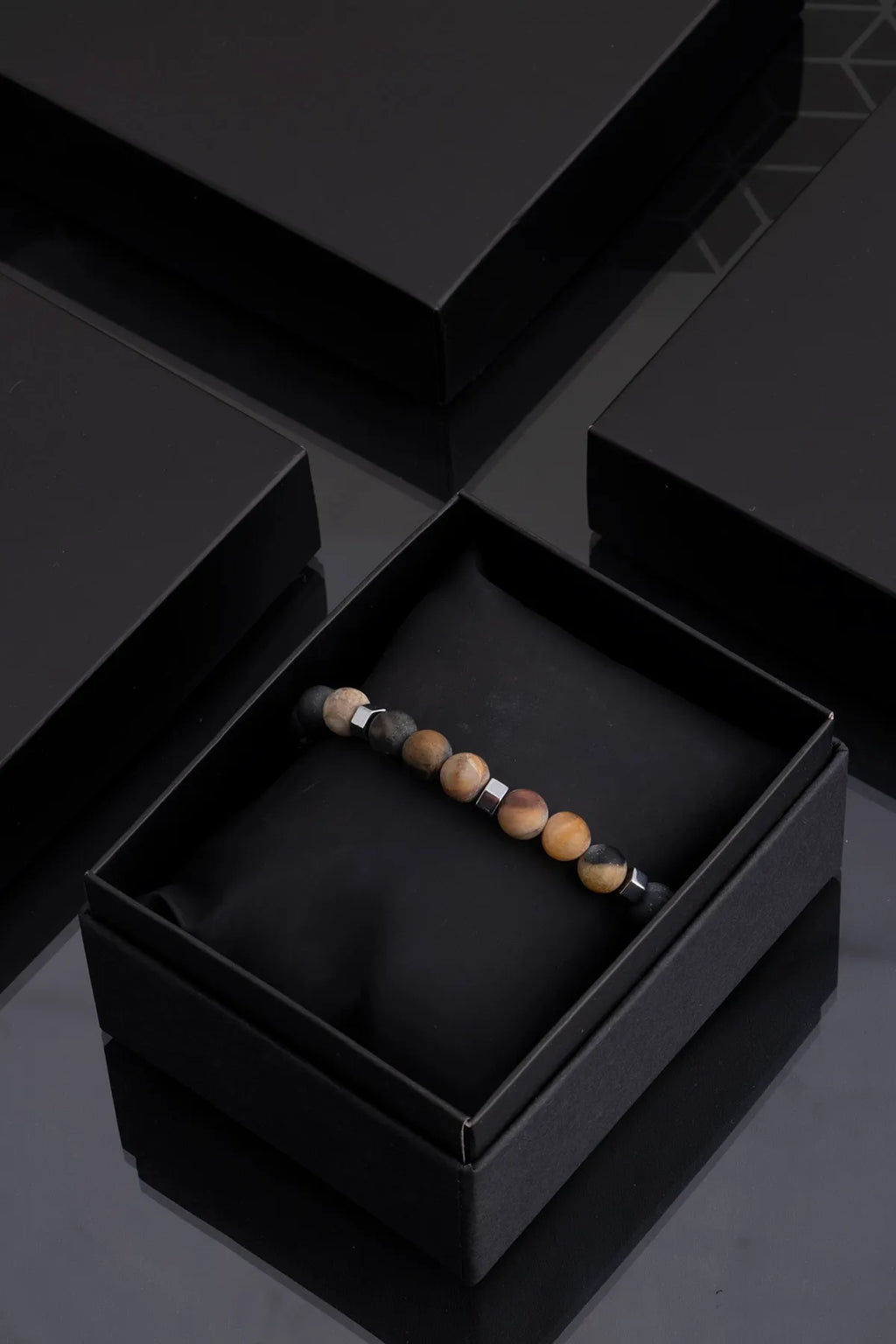 Hematite Original Natural Stone Unisex Bracelet - Sand Brown