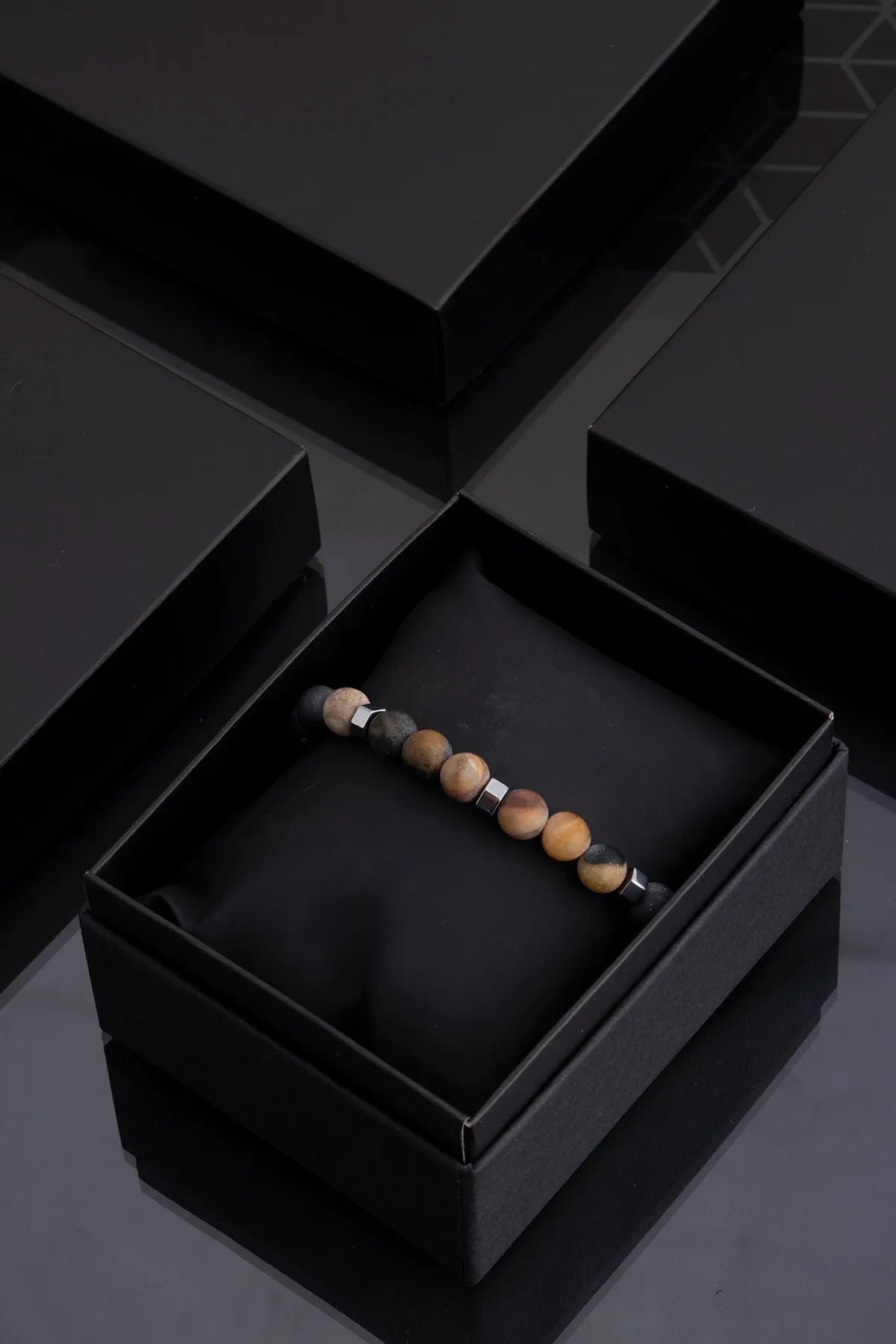 Hematite Original Natural Stone Unisex Bracelet - Sand Brown