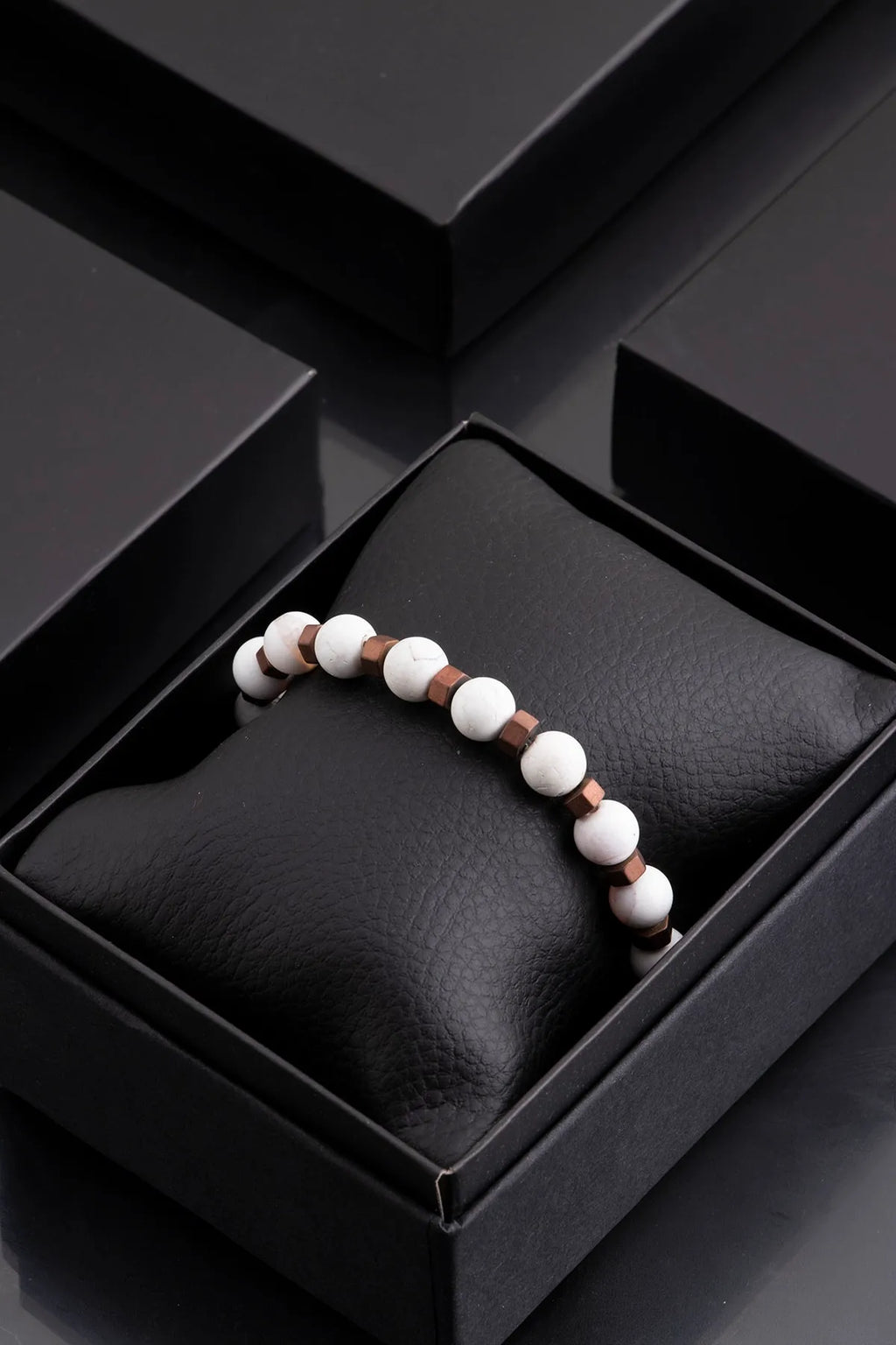 Hematite Original Natural Stone Unisex Bracelet - White