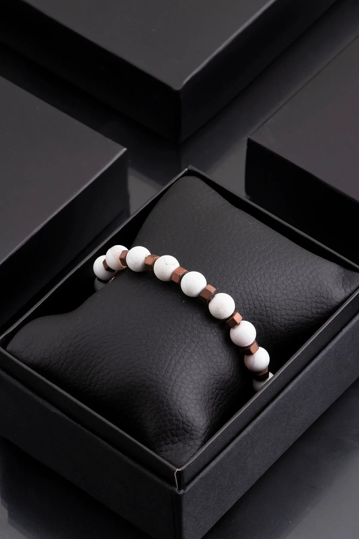 Hematite Original Natural Stone Unisex Bracelet - White
