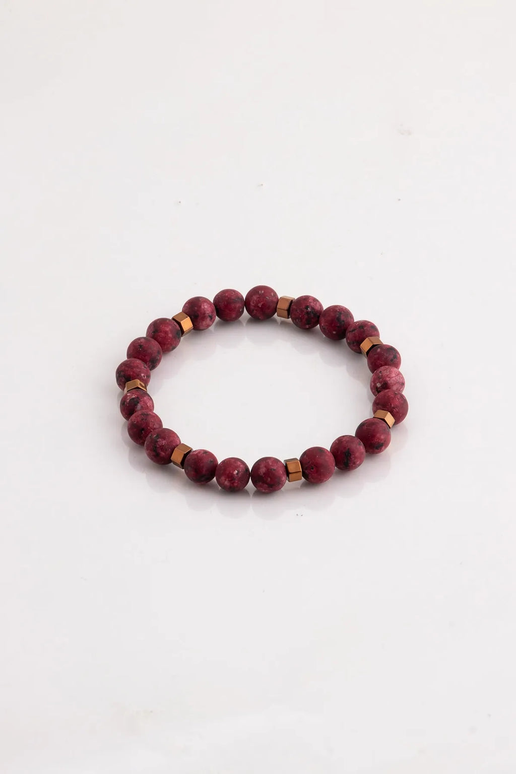 Hematite Original Natural Stone Unisex Bracelet - Red