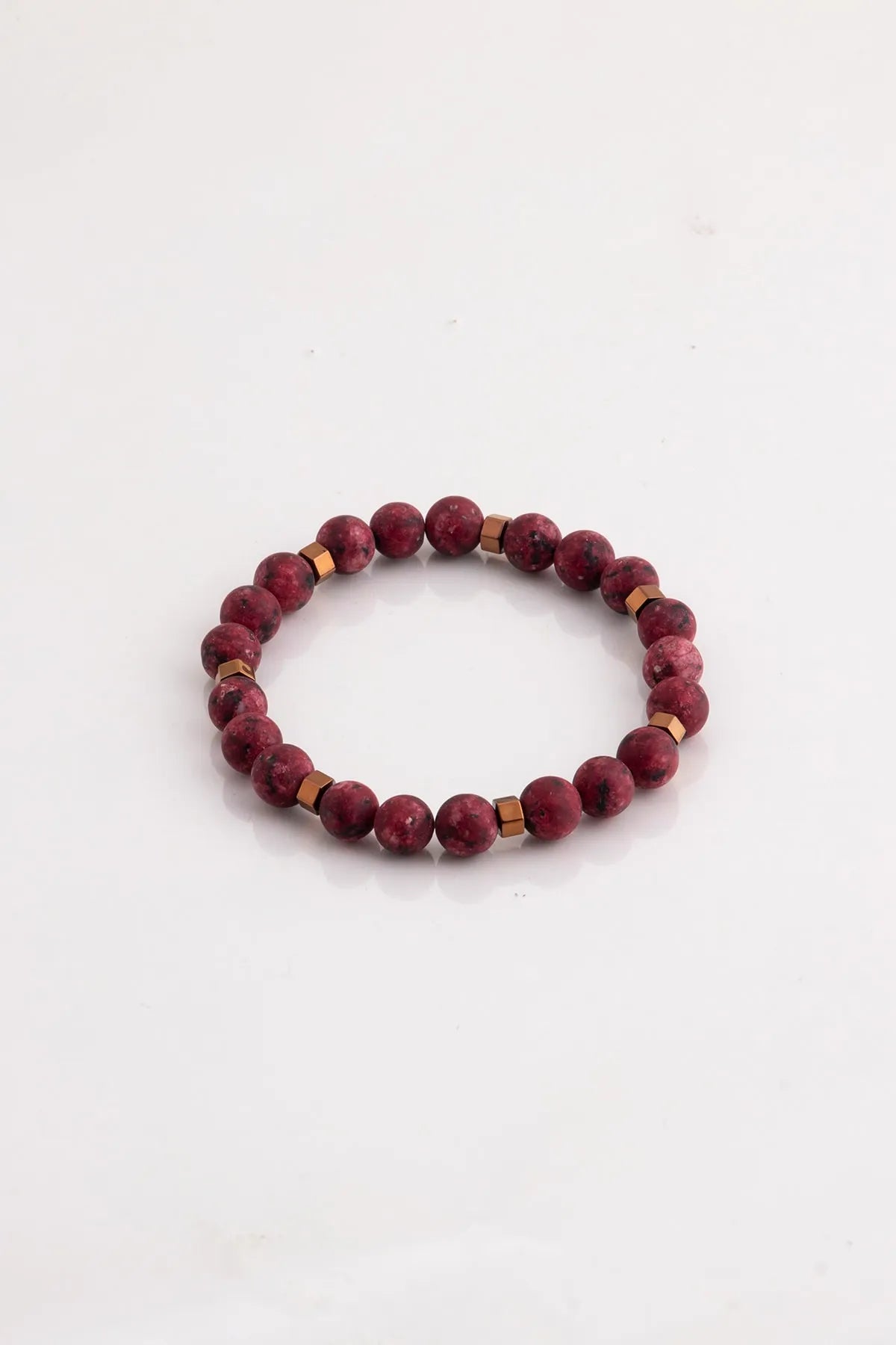 Hematite Original Natural Stone Unisex Bracelet - Red