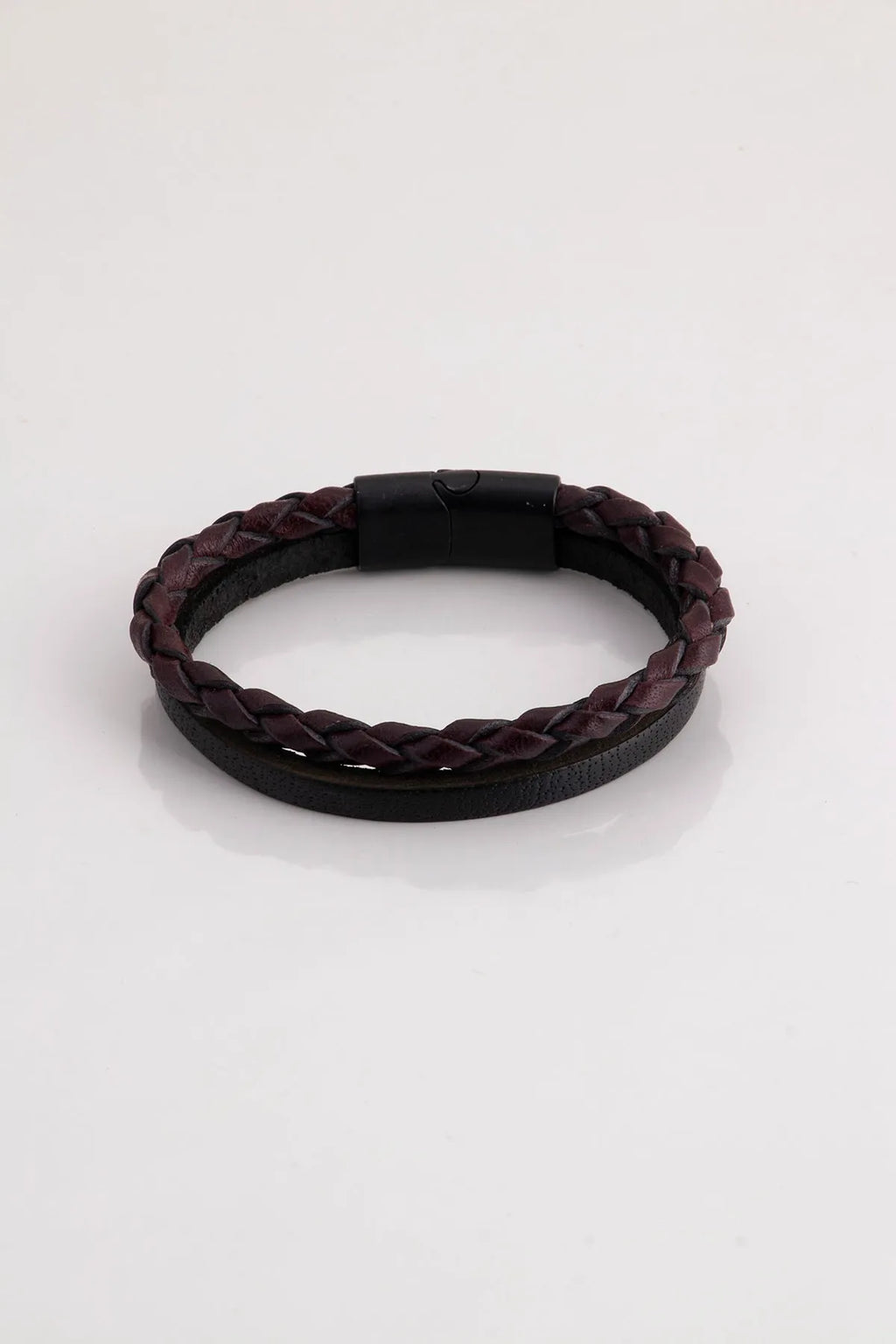 Genuine Leather Magnetic Bracelets - Black-Brown Knitted