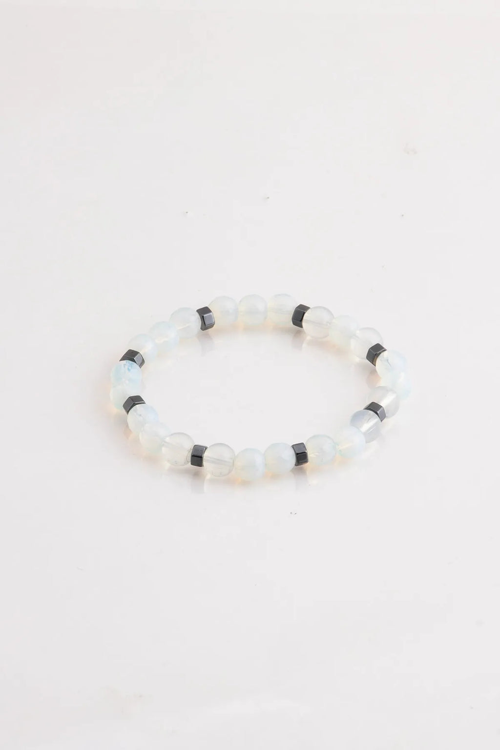Hematite Original Natural Stone Unisex Bracelet - Ice Blue