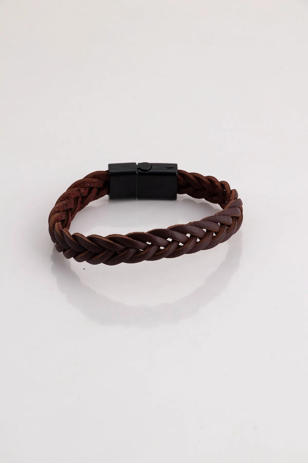 Genuine Leather Magnetic Bracelets - Brown Knitted