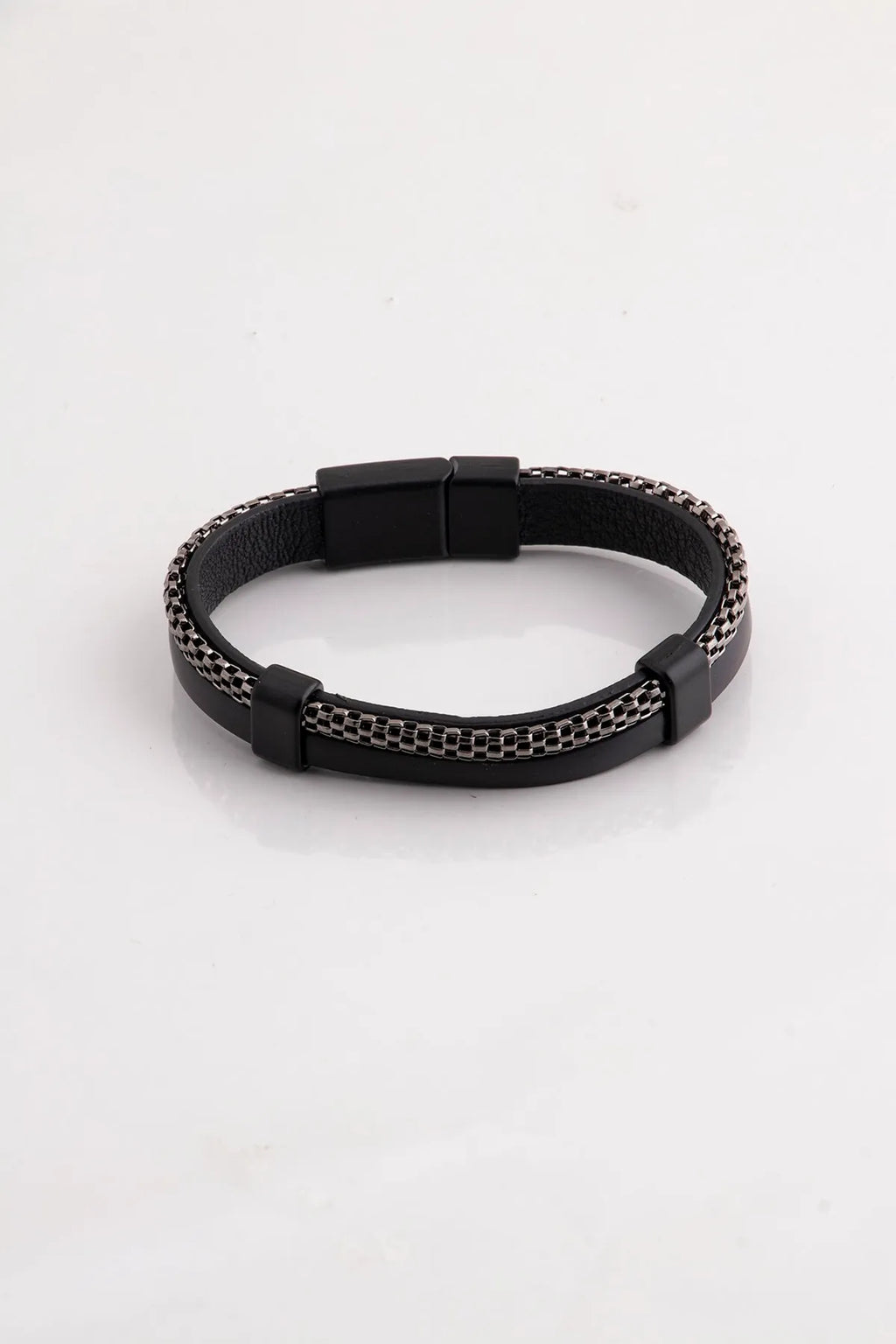 Genuine Leather Magnetic Bracelets - Black-Steel