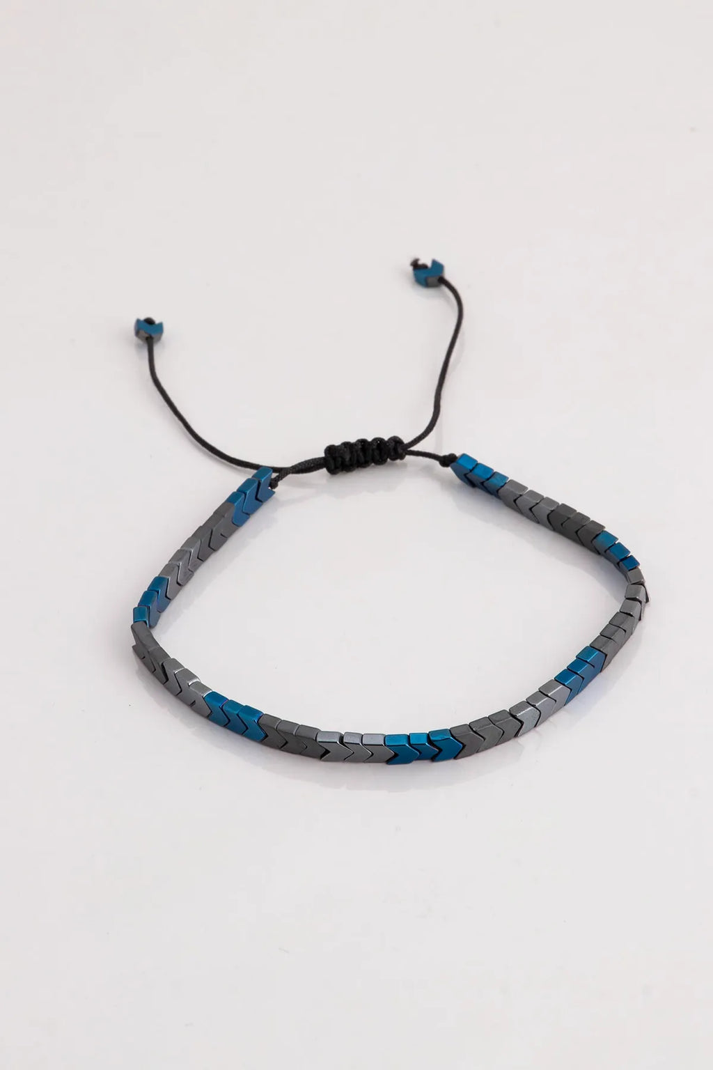 Adjustable Natural Stone Macrame Cord Bracelet - Navy Blue