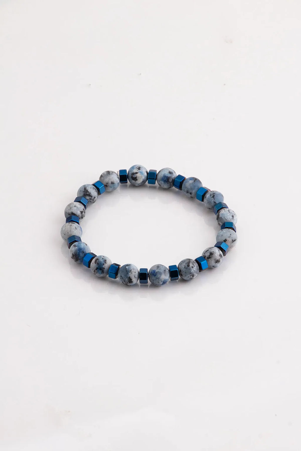 Hematite Original Natural Stone Unisex Bracelet - Navy Blue
