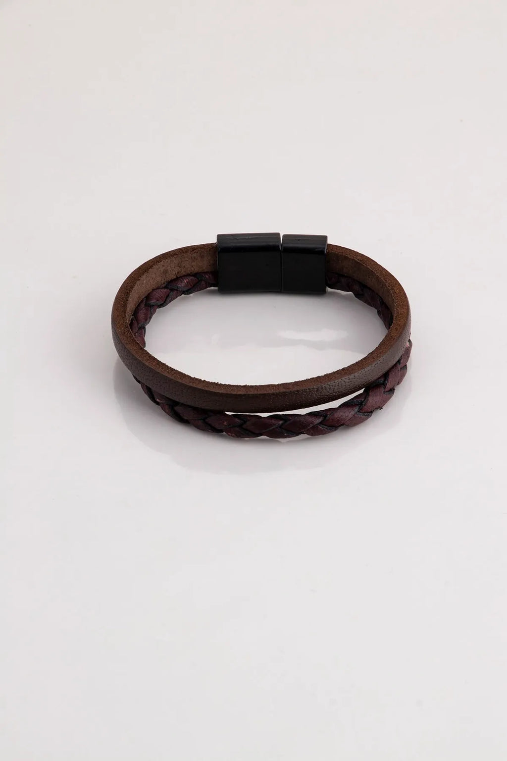 Genuine Leather Magnetic Bracelets - Brown 2-piece