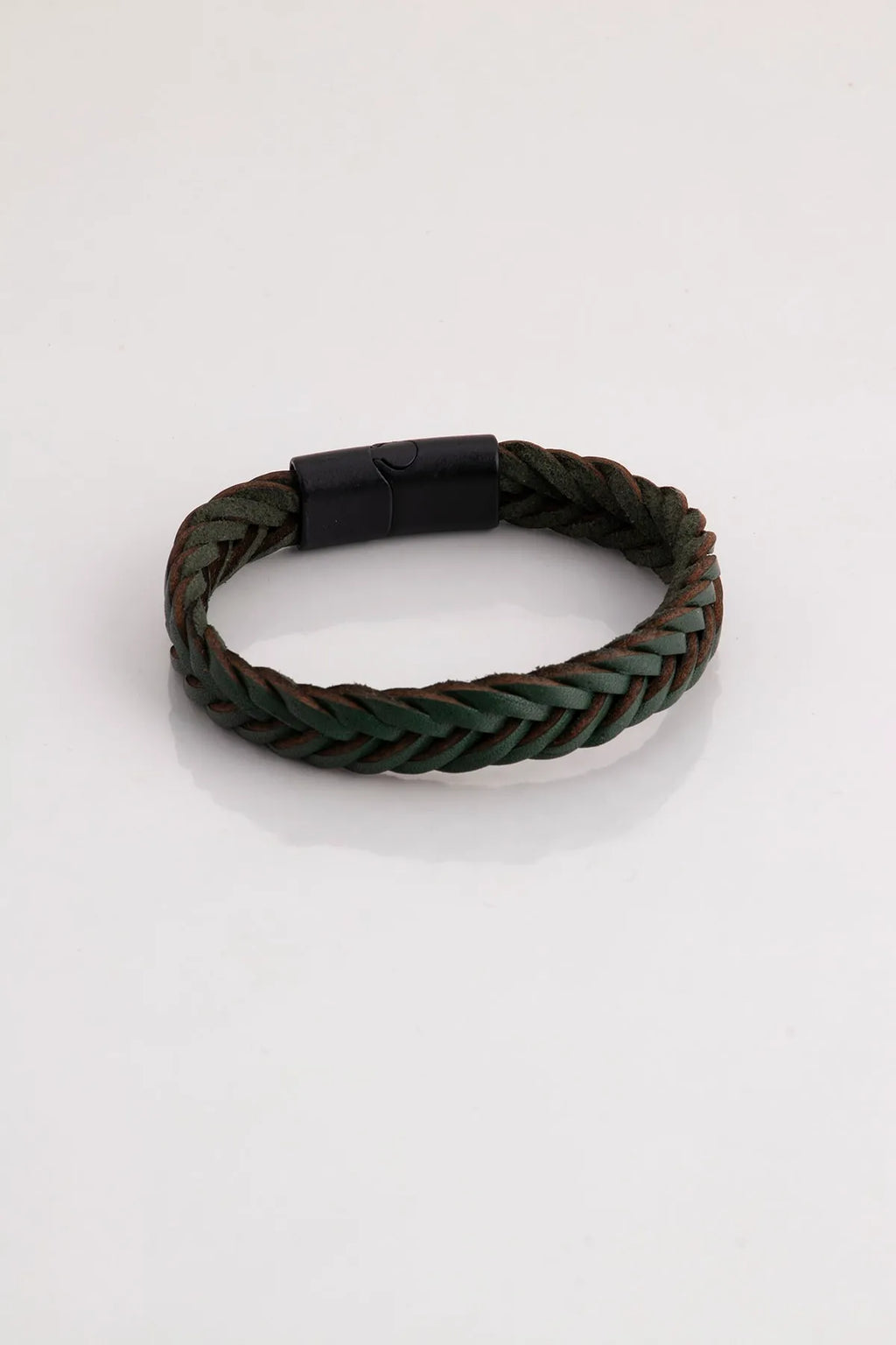 Genuine Leather Magnetic Bracelets - Green Knitted