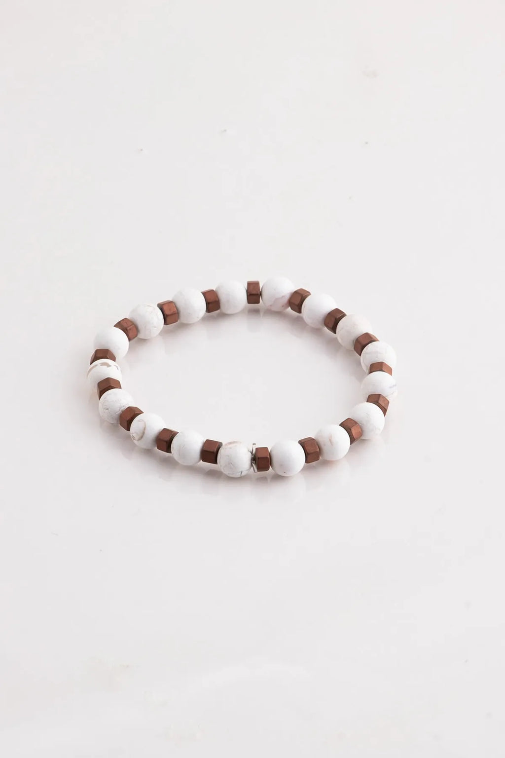 Hematite Original Natural Stone Unisex Bracelet - White