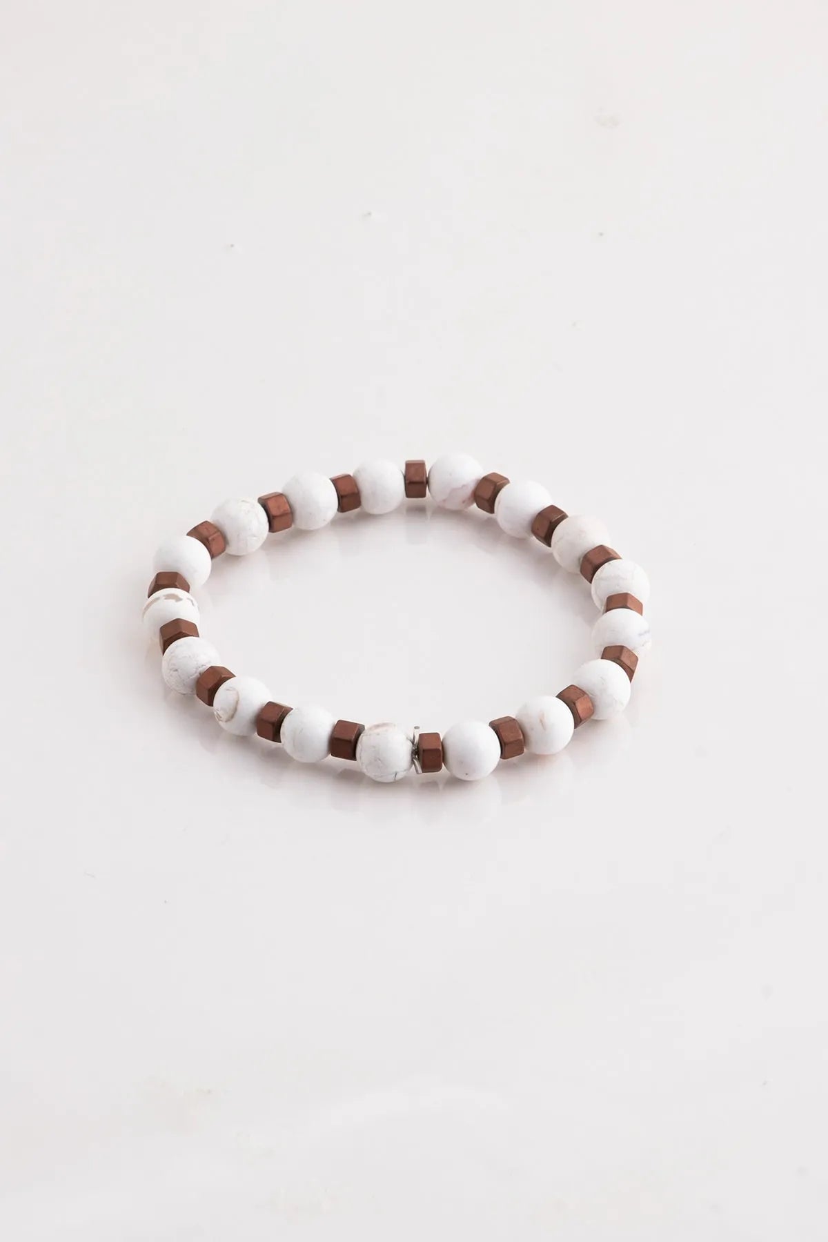 Hematite Original Natural Stone Unisex Bracelet - White