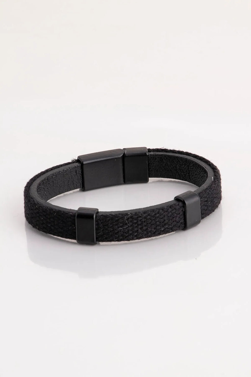 Genuine Leather Magnetic Bracelets - Black