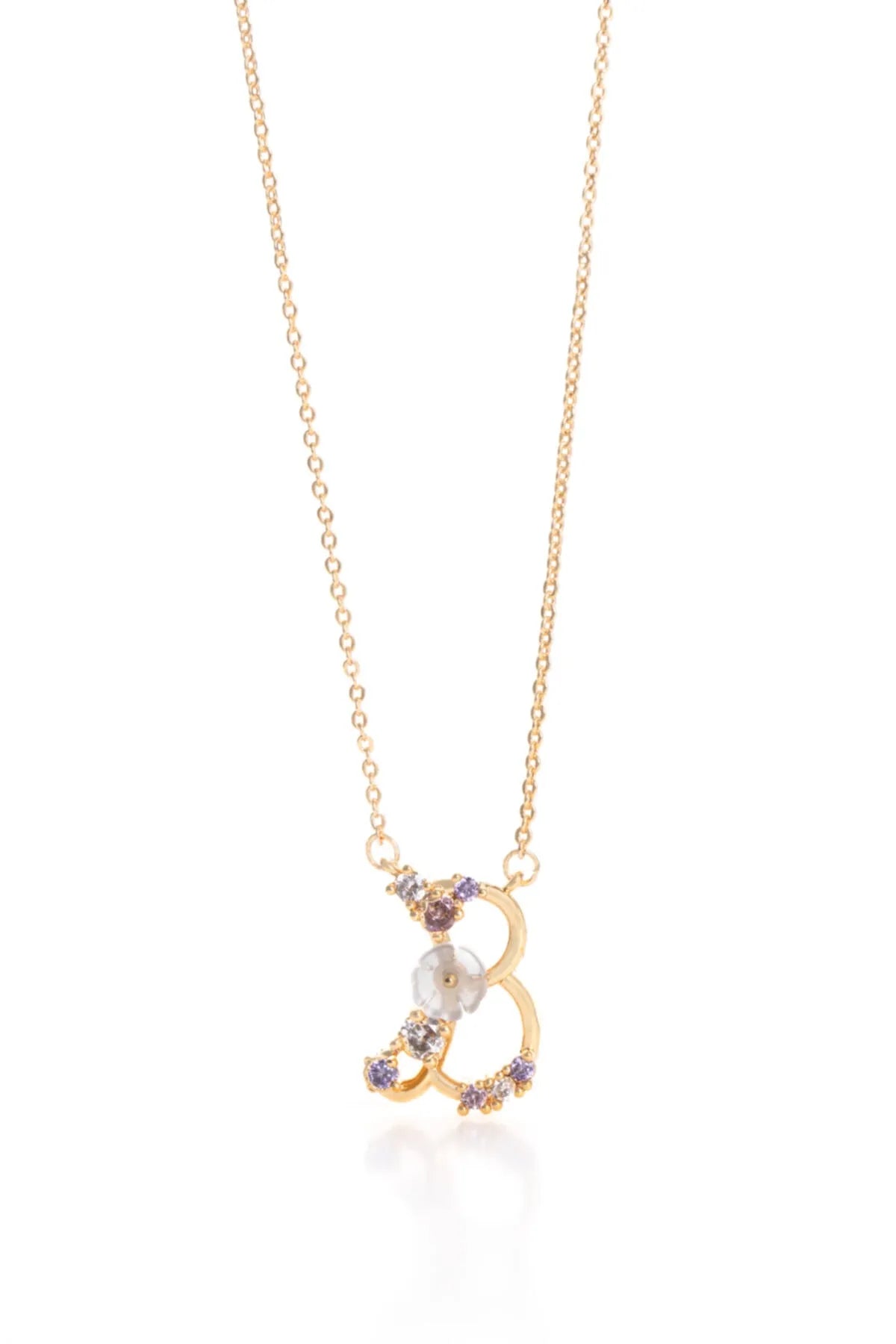 Italian Design Flowers Zircon Magnolia Initial Necklace - B