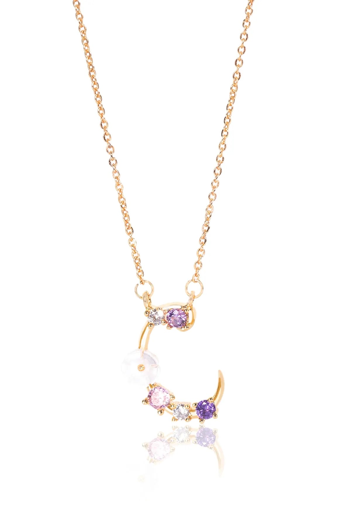 Italian Design Flowers Zircon Magnolia Initial Necklace - C