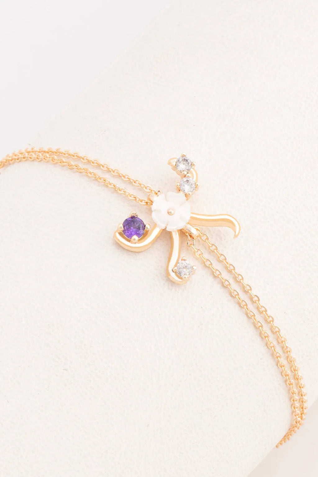 Italian Design Flowers Zircon Magnolia Initial Bracelet - K