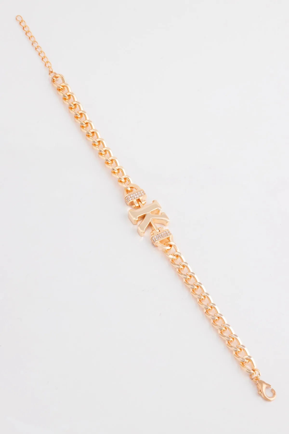 Zircon Stone Design Initial Bracelet - K