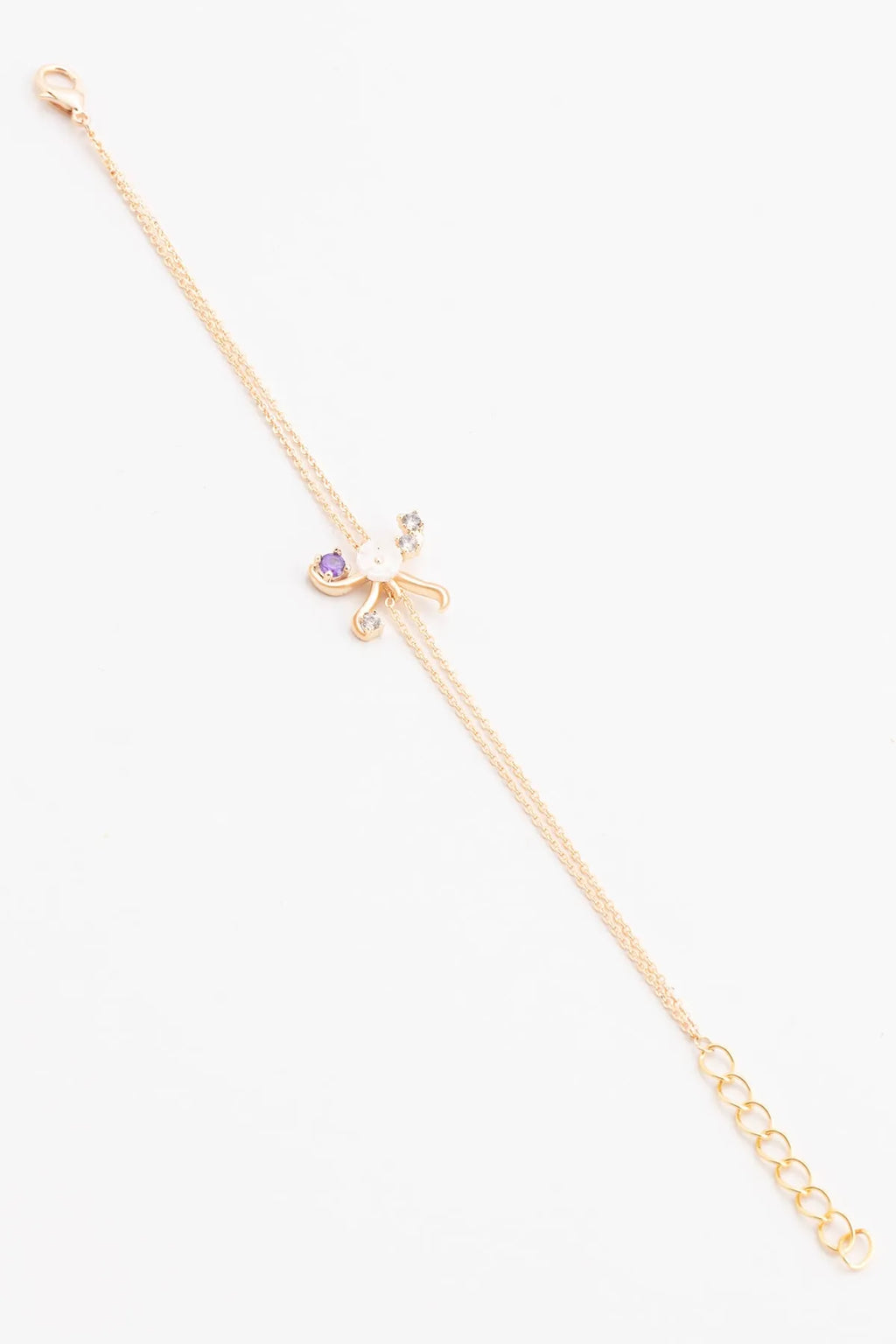 Italian Design Flowers Zircon Magnolia Initial Bracelet - K