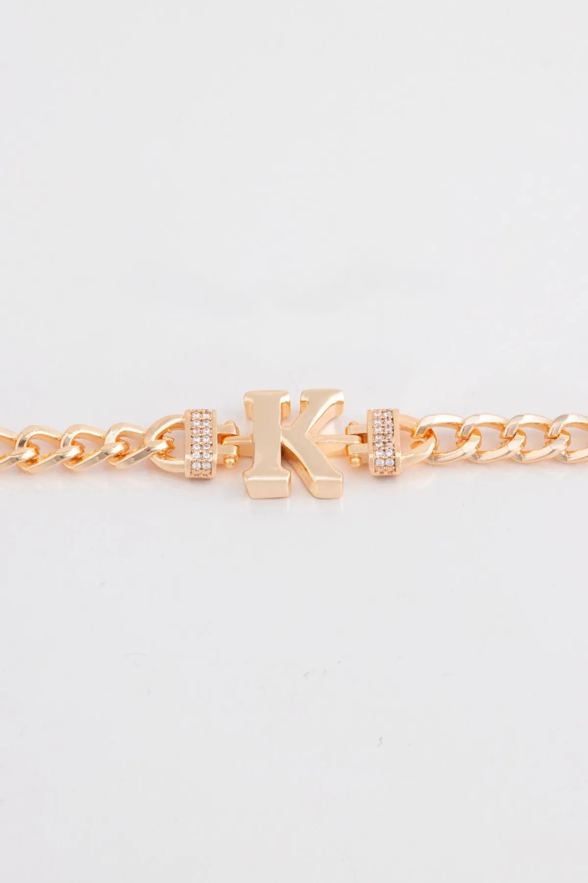 Zircon Stone Design Initial Bracelet - K