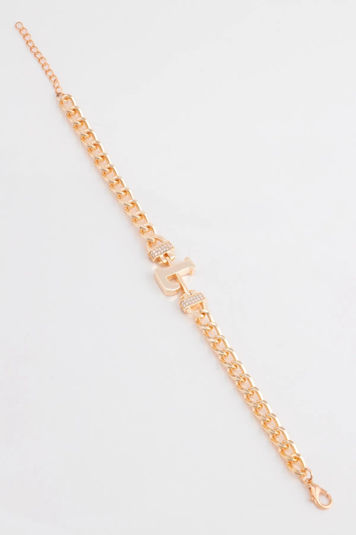 Zircon Stone Design Initial Bracelet - L