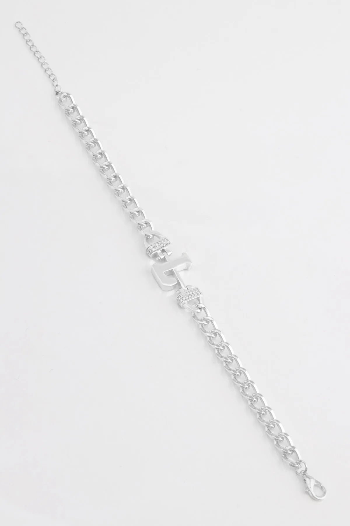 Zircon Stone Design Initial Bracelet - L