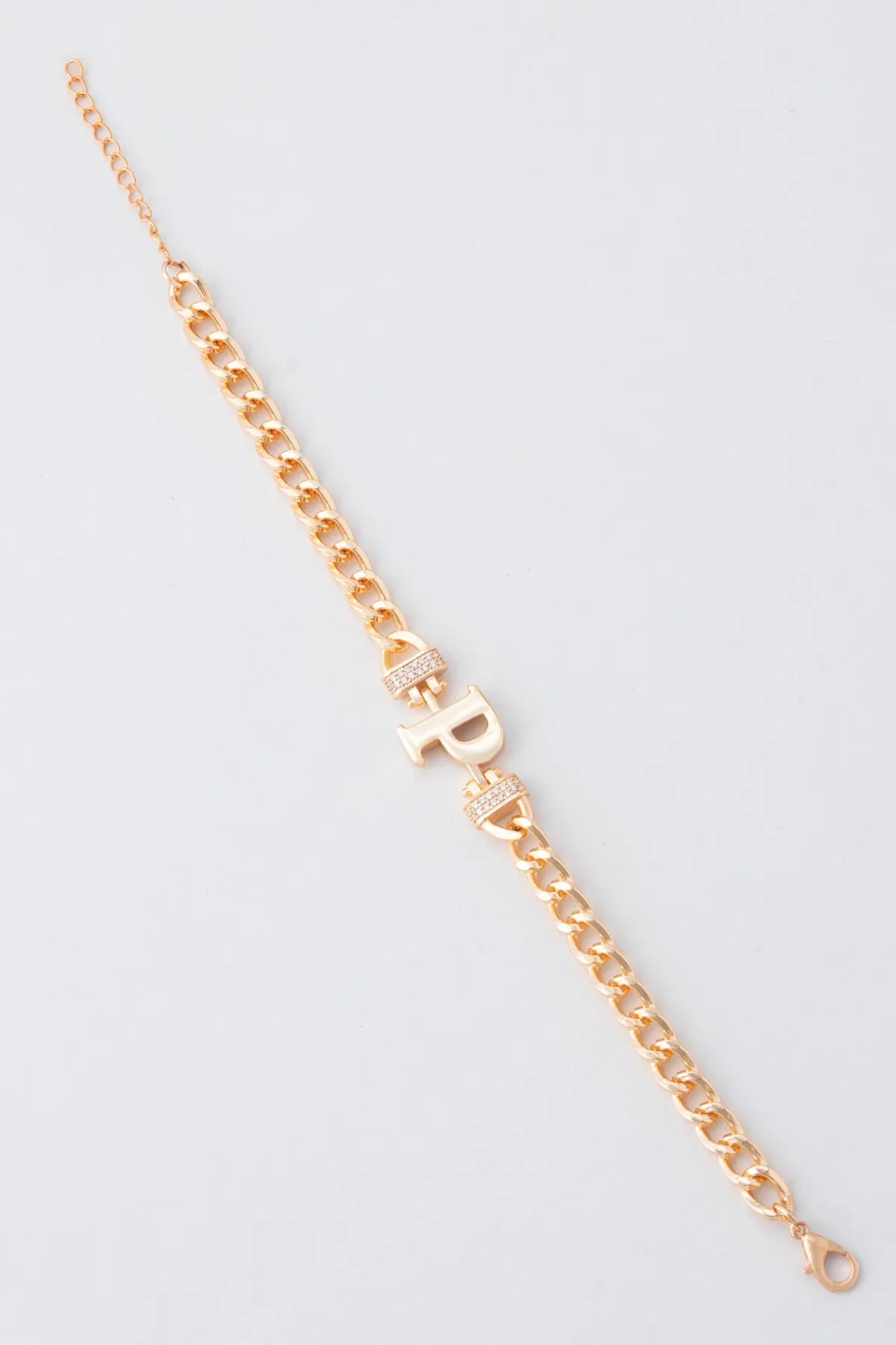 Zircon Stone Design Initial Bracelet - P