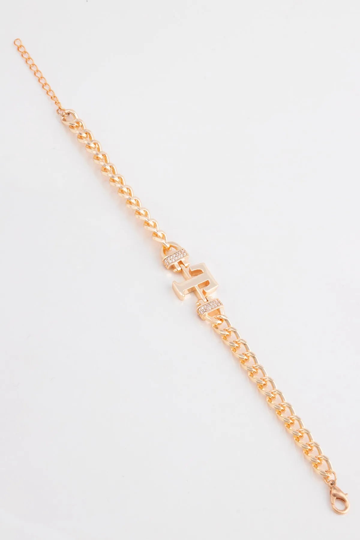 Zircon Stone Design Initial Bracelet - T