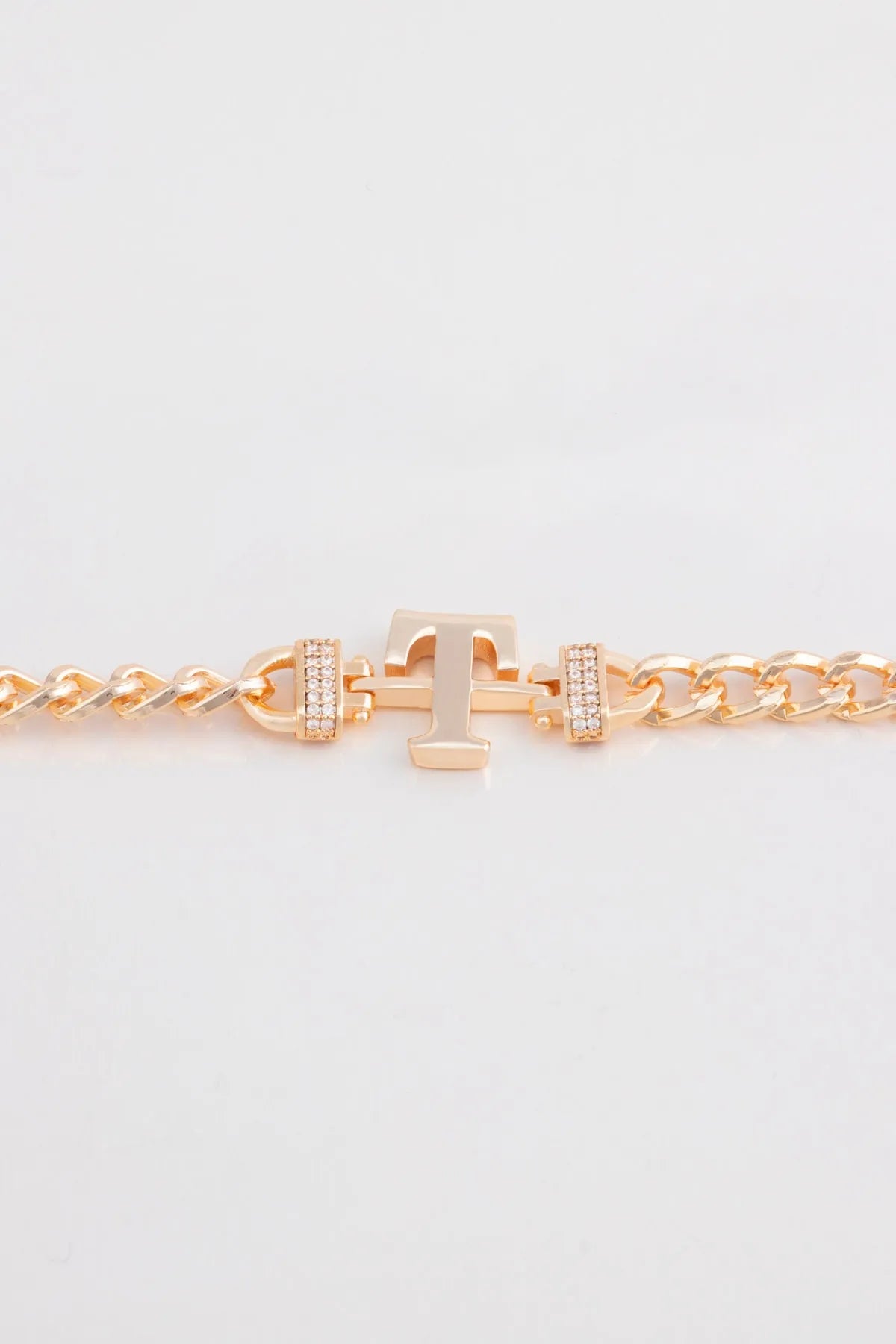 Zircon Stone Design Initial Bracelet - T