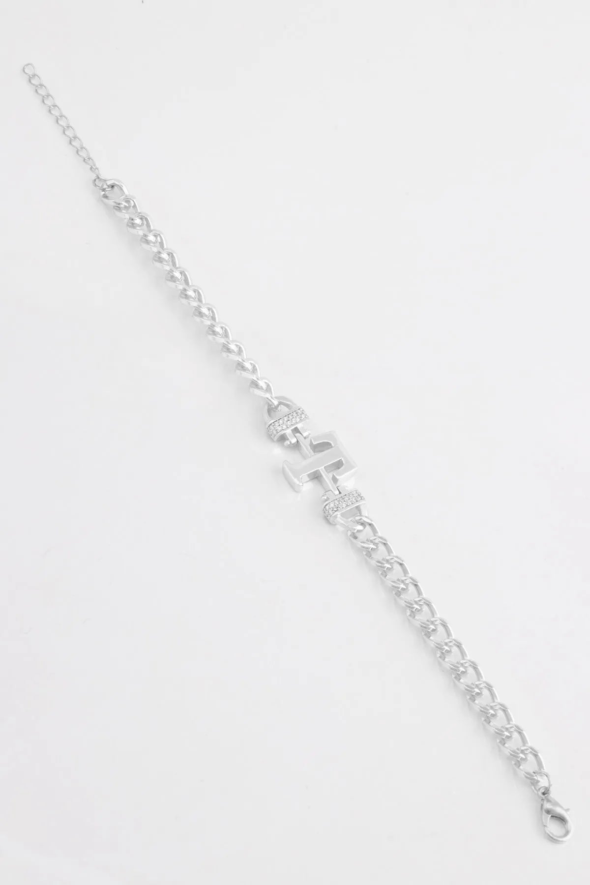 Zircon Stone Design Initial Bracelet - T
