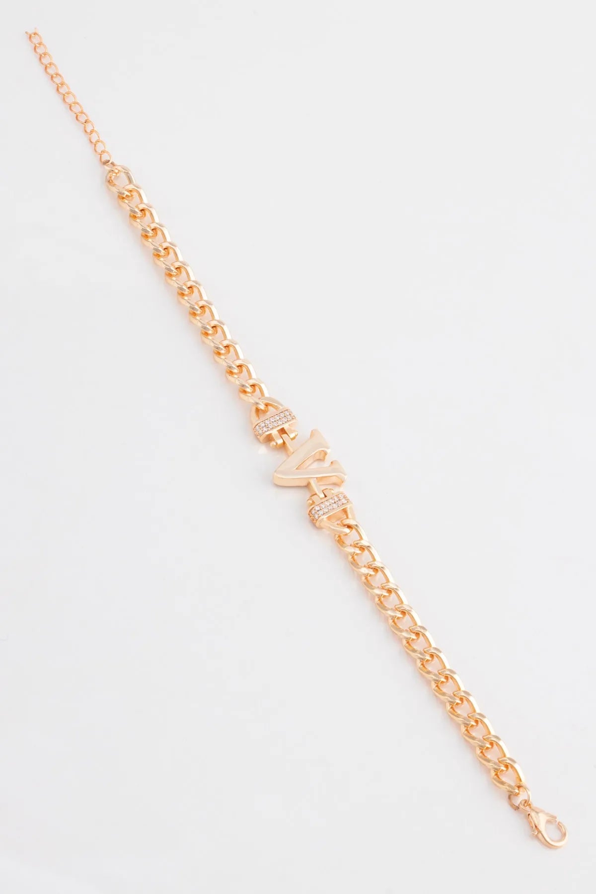 Zircon Stone Design Initial Bracelet - V