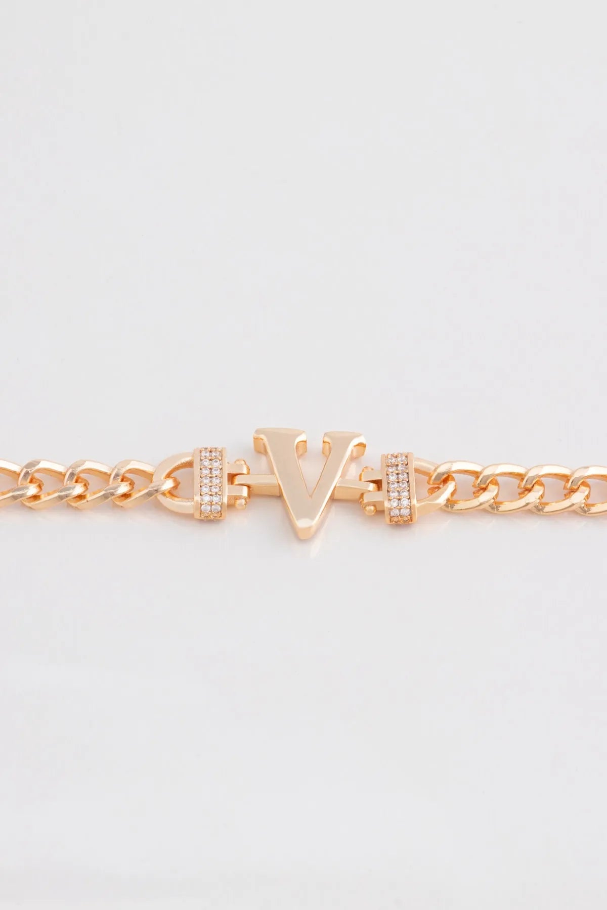 Zircon Stone Design Initial Bracelet - V