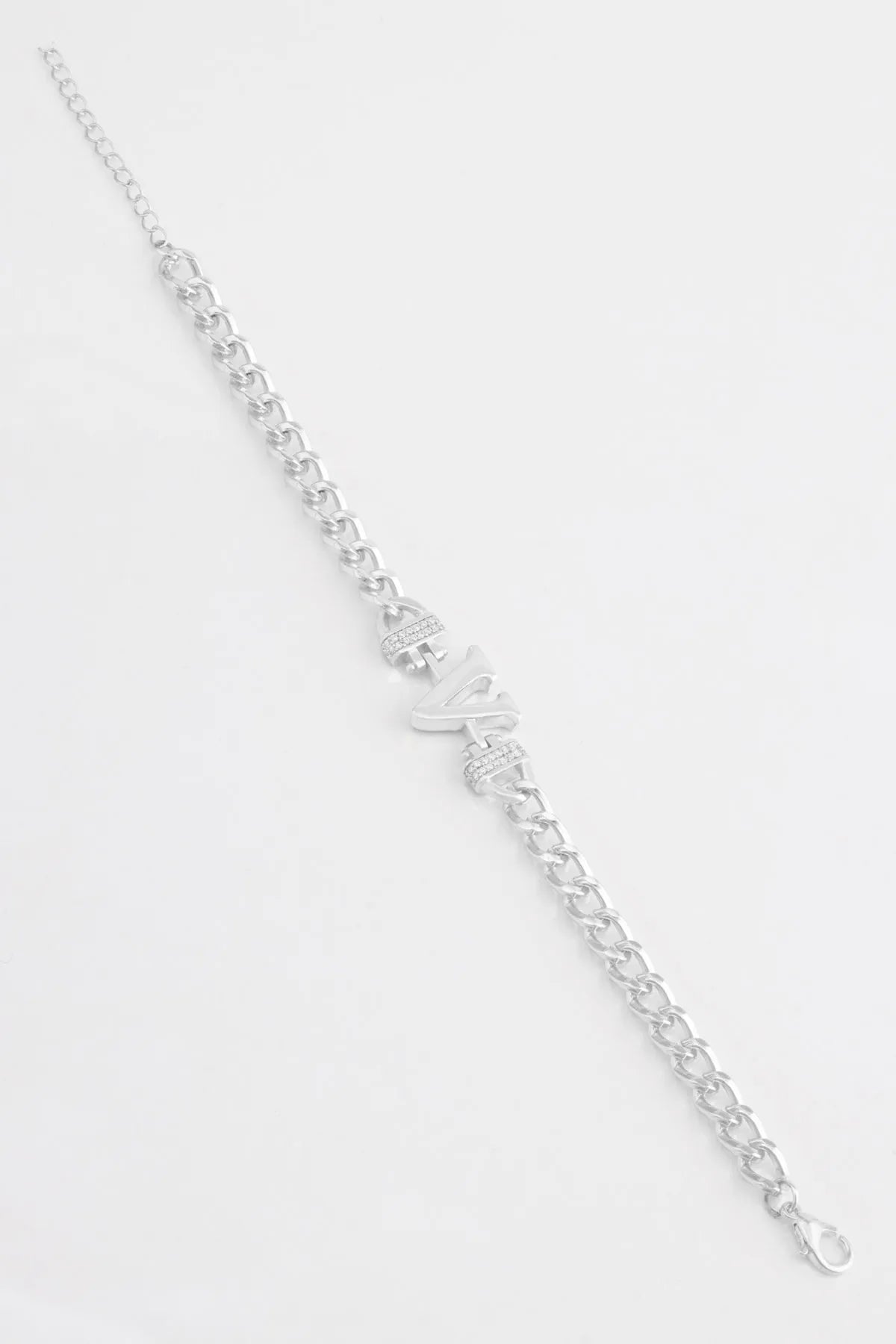 Zircon Stone Design Initial Bracelet - V