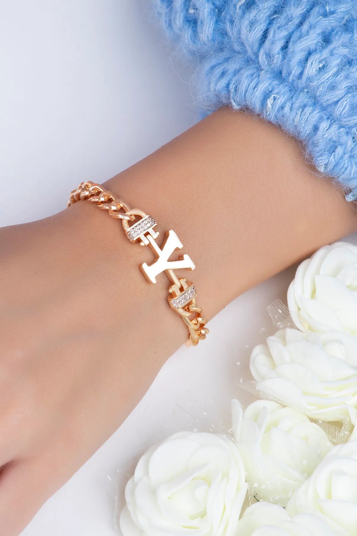 Zircon Stone Design Initial Bracelet - Y