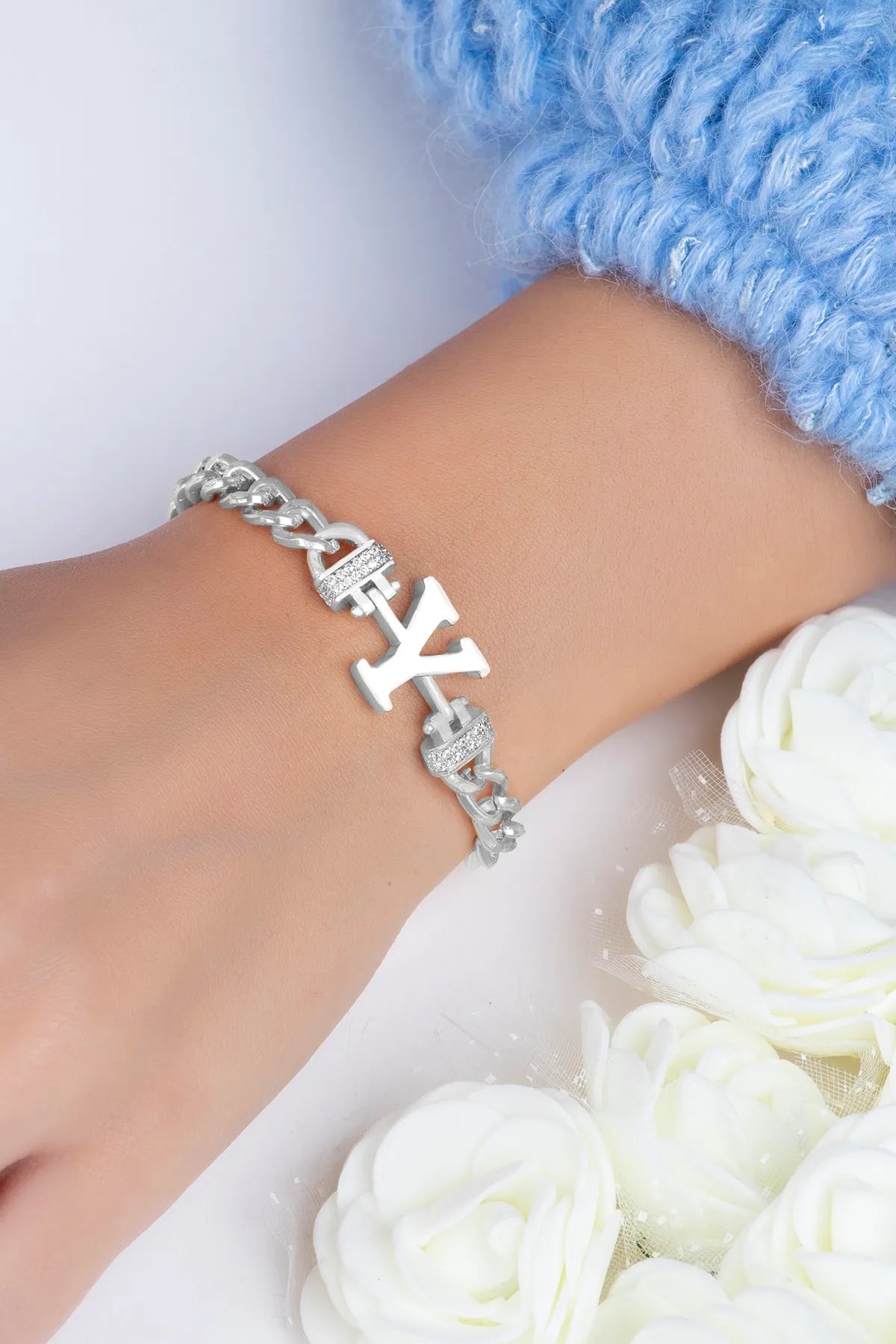 Zircon Stone Design Initial Bracelet - Y